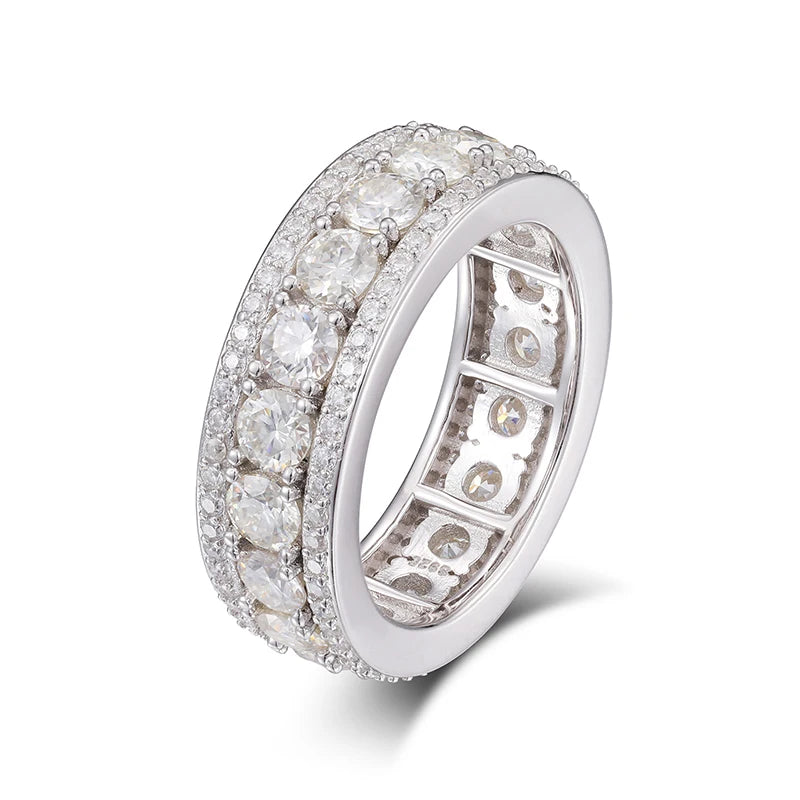 Iced Out VVS Moissanite Cuban Link Ring – 925 Silver, Gold Plated