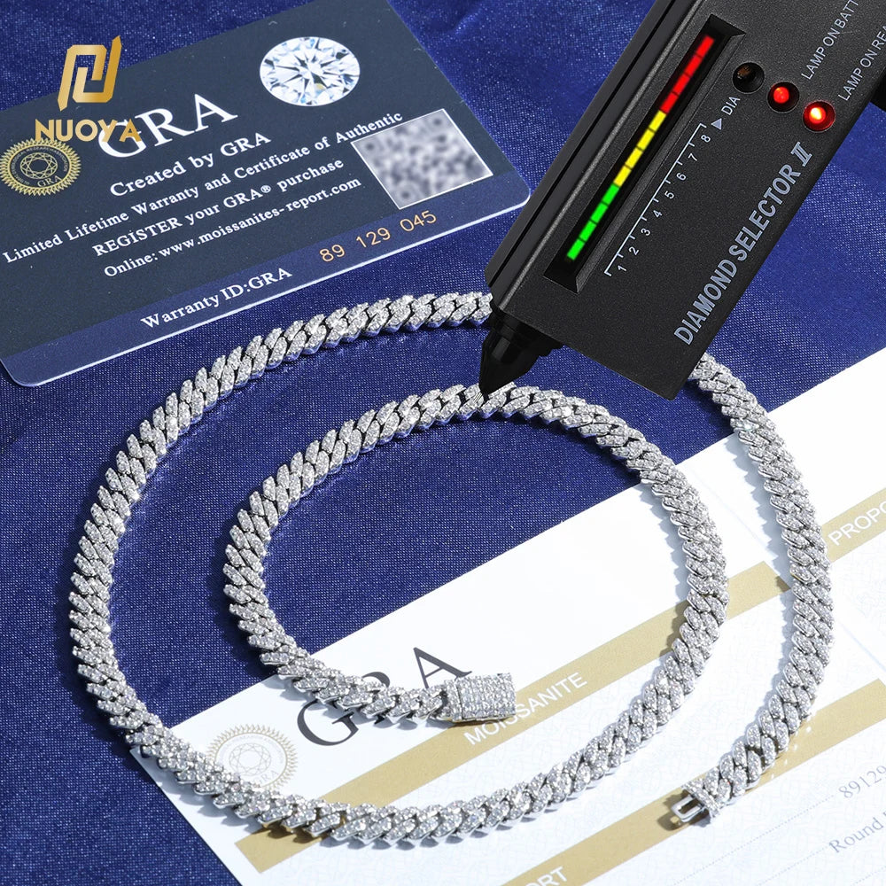 6mm VVS Moissanite Cuban Link Necklace – 925 Silver