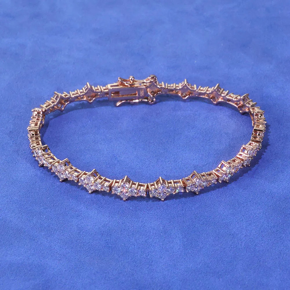 VVS Moissanite Flower Tennis Bracelet – 925 Silver