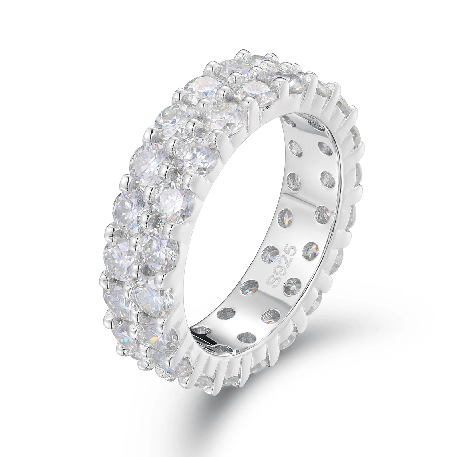 Iced Out VVS Moissanite Cuban Link Ring – 925 Silver, Gold Plated