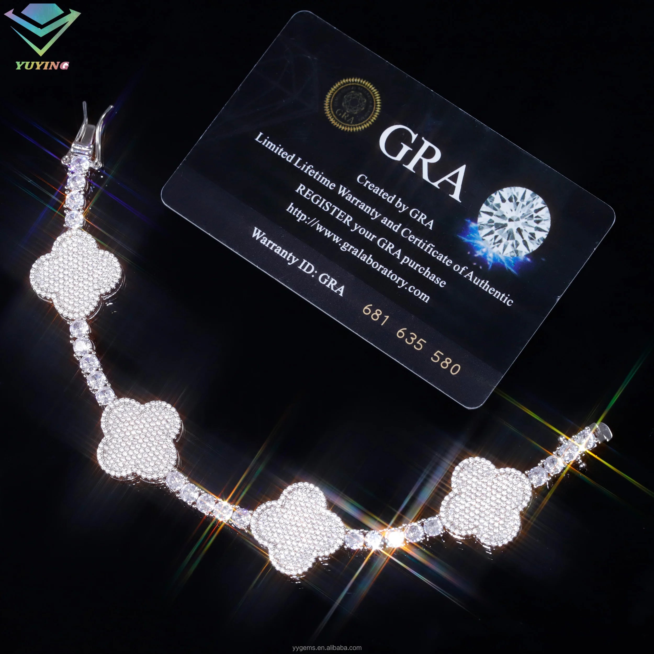 6mm Four-Leaf Clover Cuban Bracelet – Gold Plated, 925 Silver