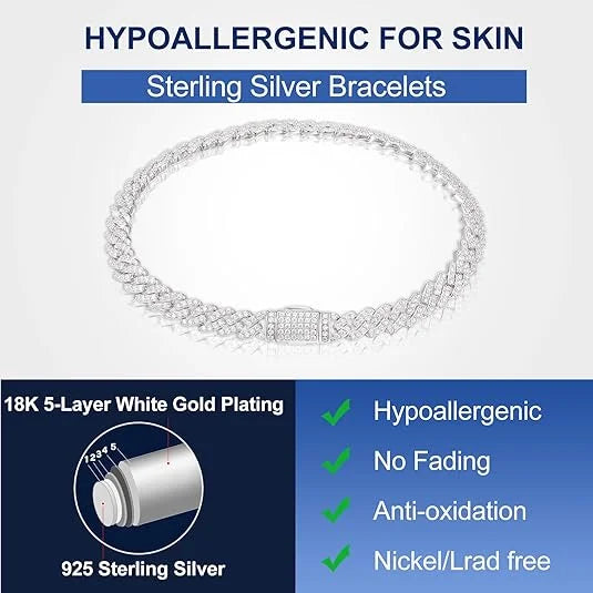 6mm VVS Moissanite Cuban Link Bracelet – 925 Silver