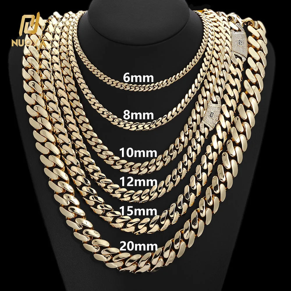 6–20mm Iced Diamond Miami Cuban Chain – Gold Plated