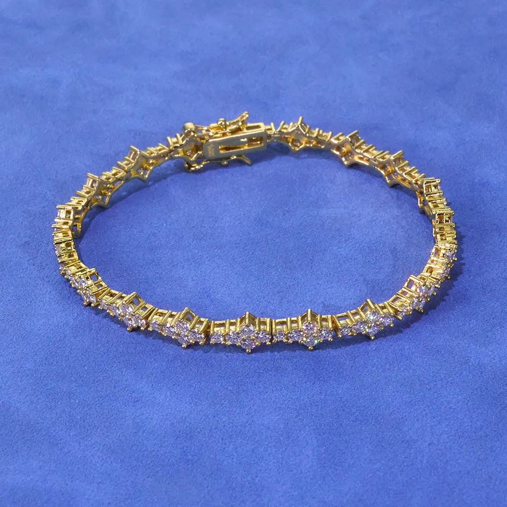 VVS Moissanite Flower Tennis Bracelet – 925 Silver