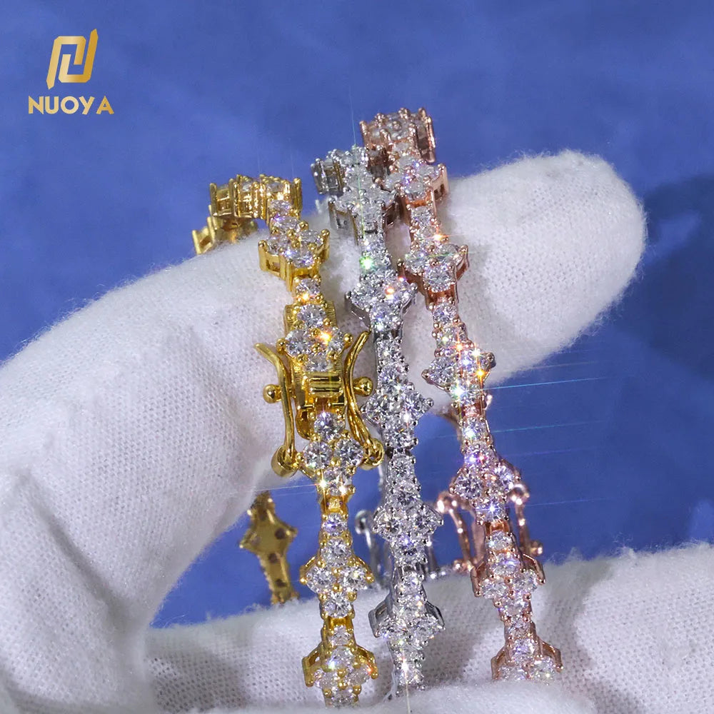 VVS Moissanite Flower Tennis Bracelet – 925 Silver