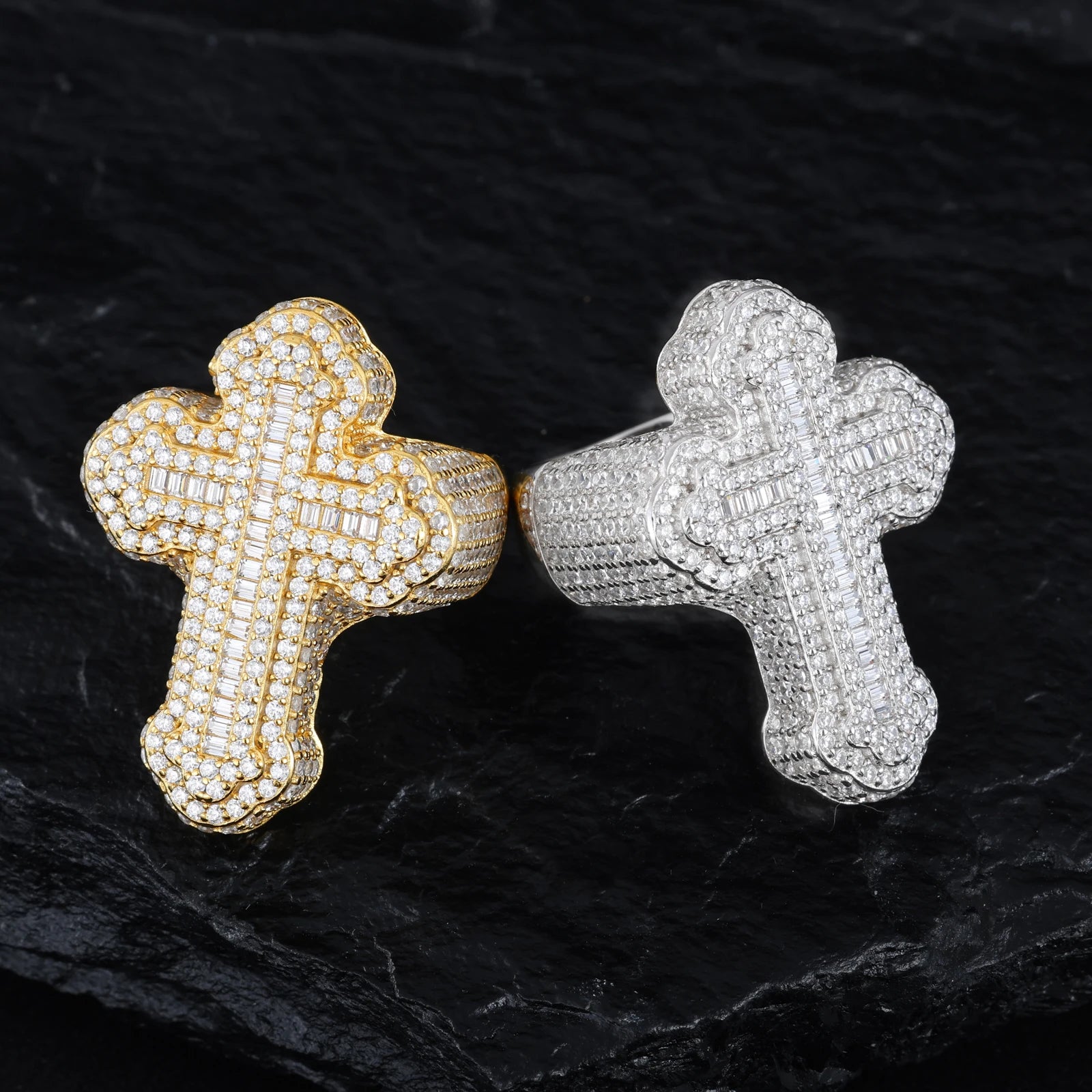 VVS Moissanite Iris Cross Ring – 925 Silver