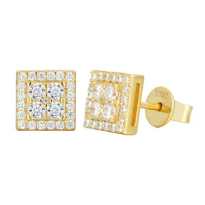 VVS Moissanite Square Stud Earrings – 925 Silver