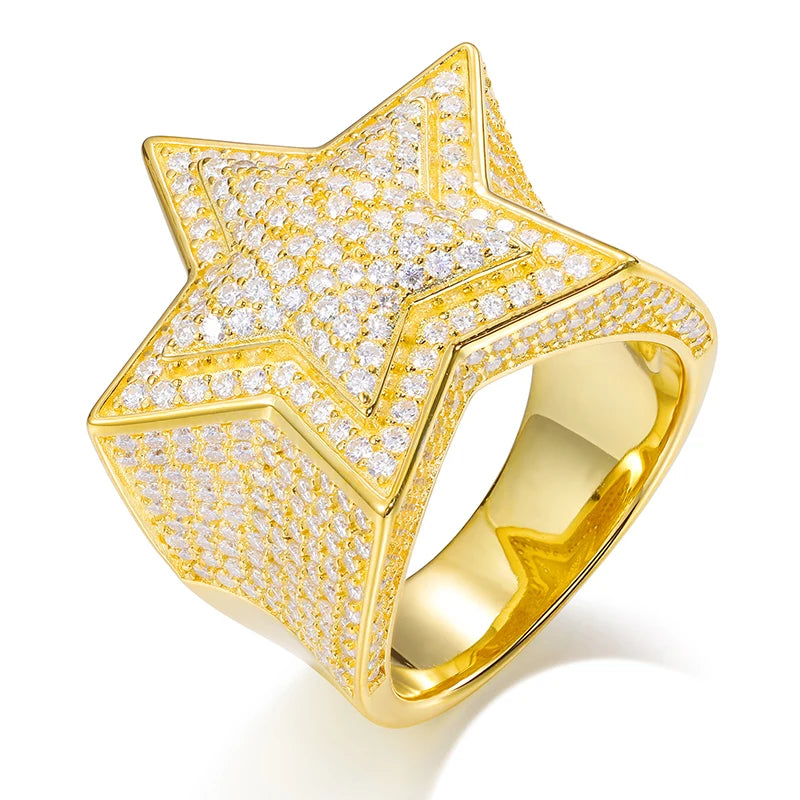 VVS Moissanite Star Ring – Gold Plated 925 Silver