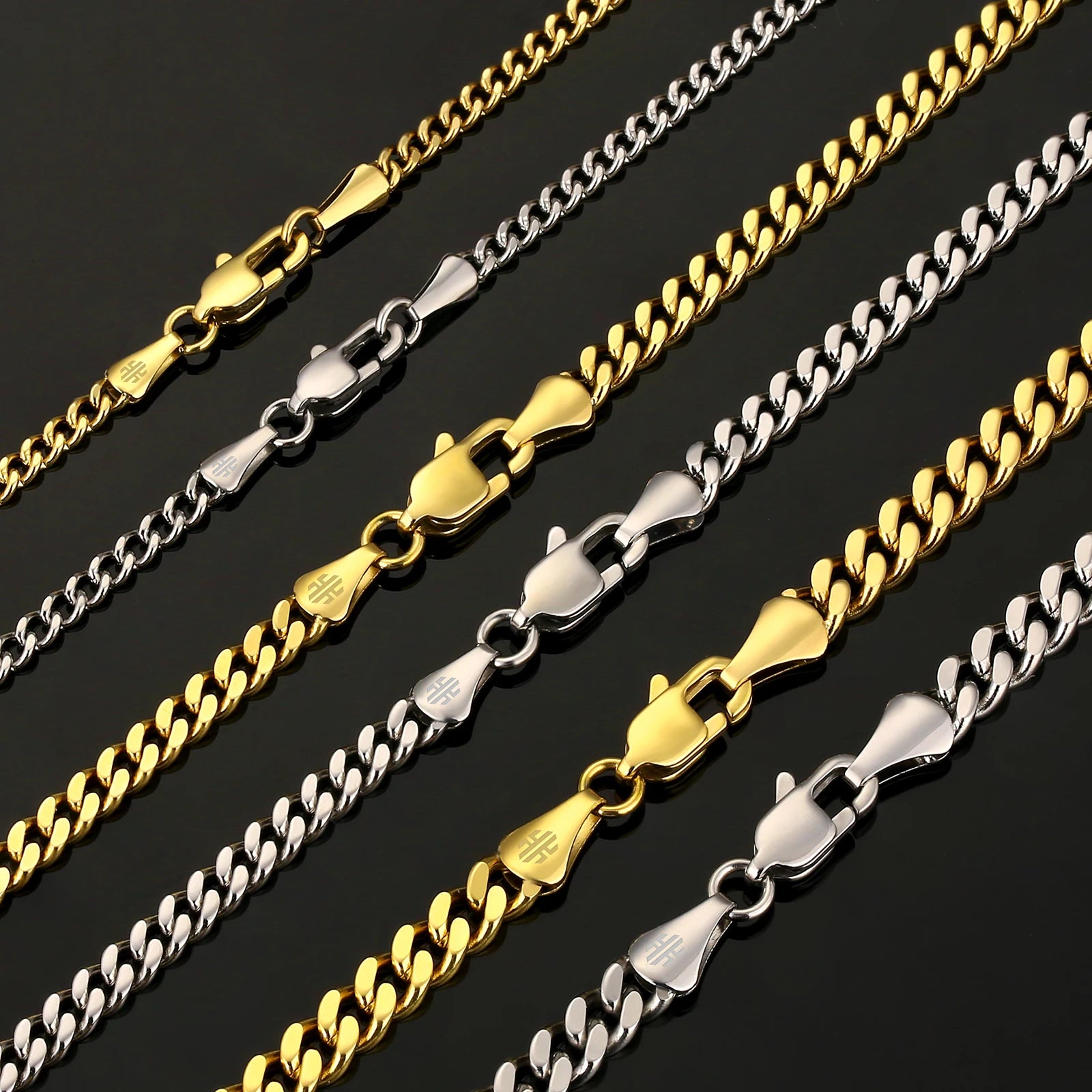 14K Gold Plated Cuban Link Chain – 3–5mm, Unisex