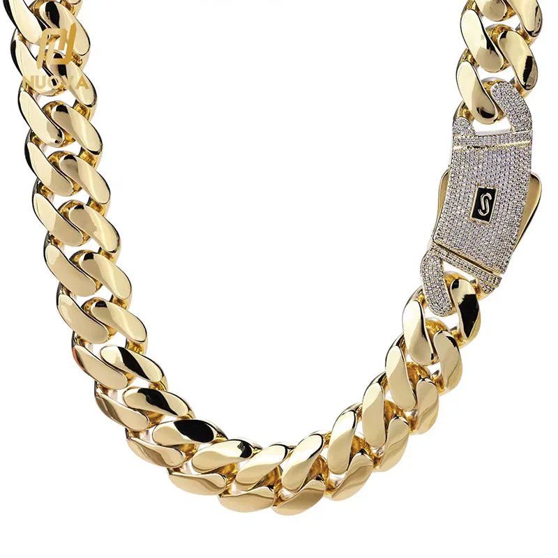 6–20mm Iced Diamond Miami Cuban Chain – Gold Plated