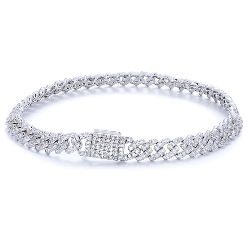 6mm VVS Moissanite Cuban Link Bracelet – 925 Silver