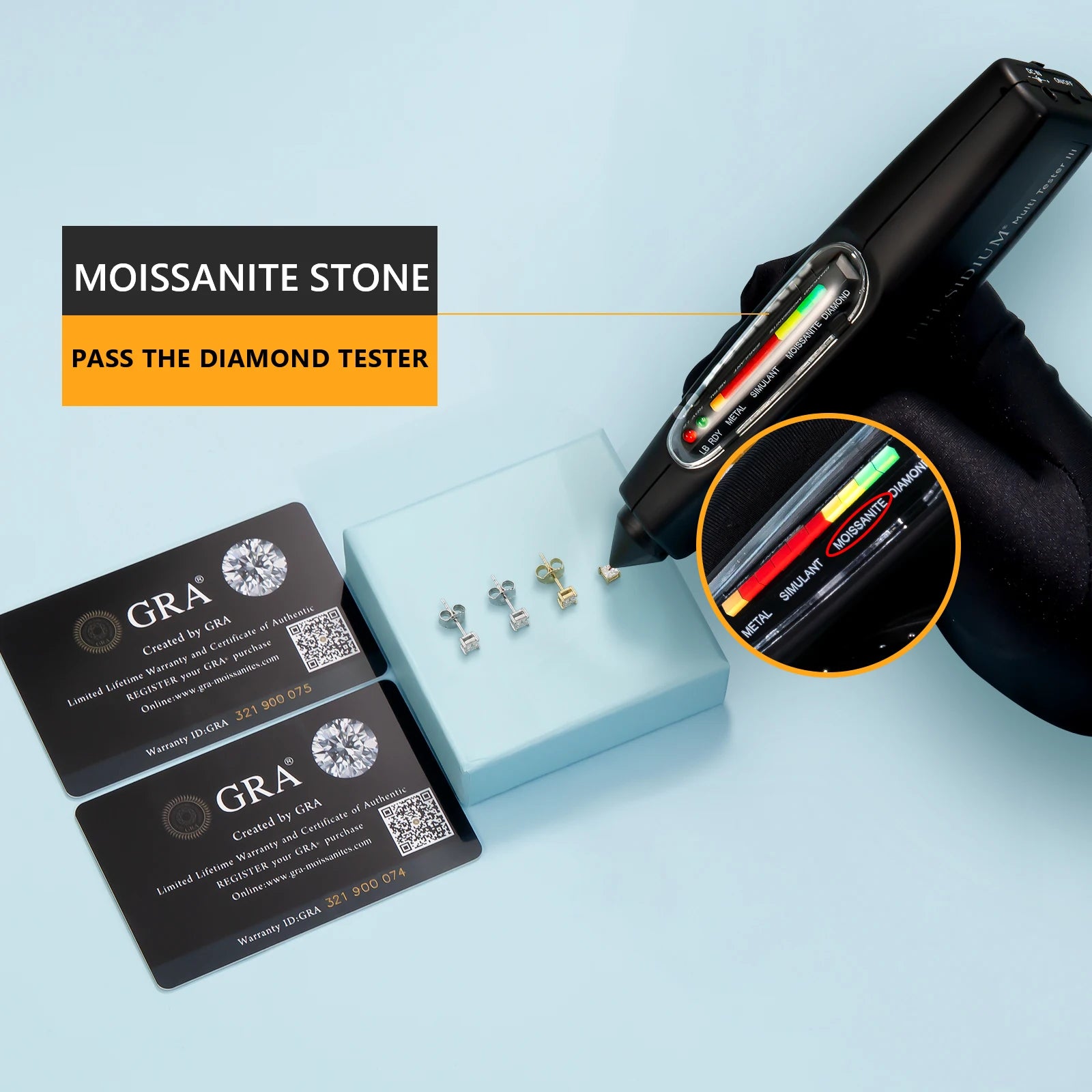 Princess Cut VVS1 Moissanite Stud Earrings – 14K White Gold, S925 Silver