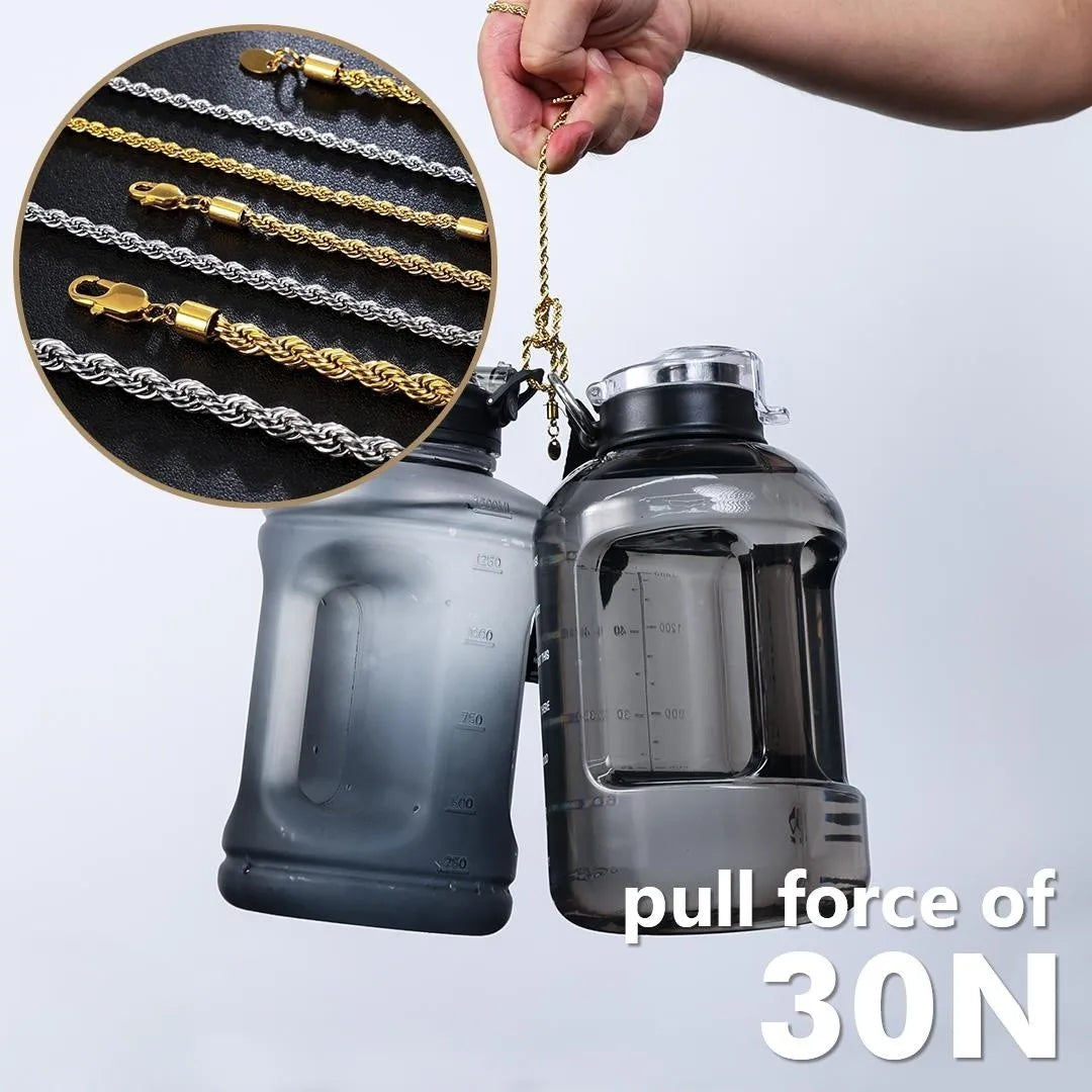 Twisted Rope Chain Necklace – 2.5–6mm, 18K Gold Plated