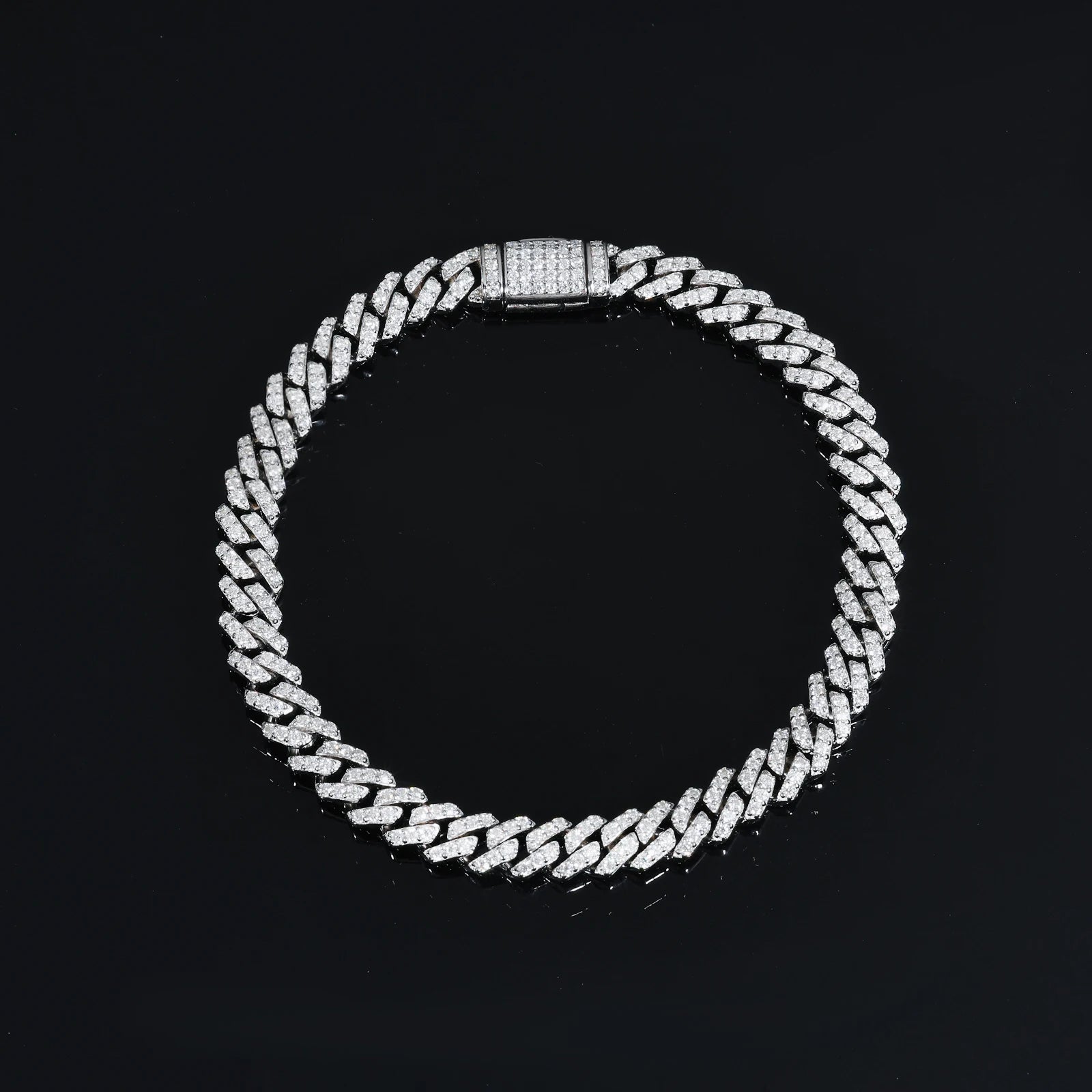 6mm VVS Moissanite Cuban Link Bracelet – 925 Silver