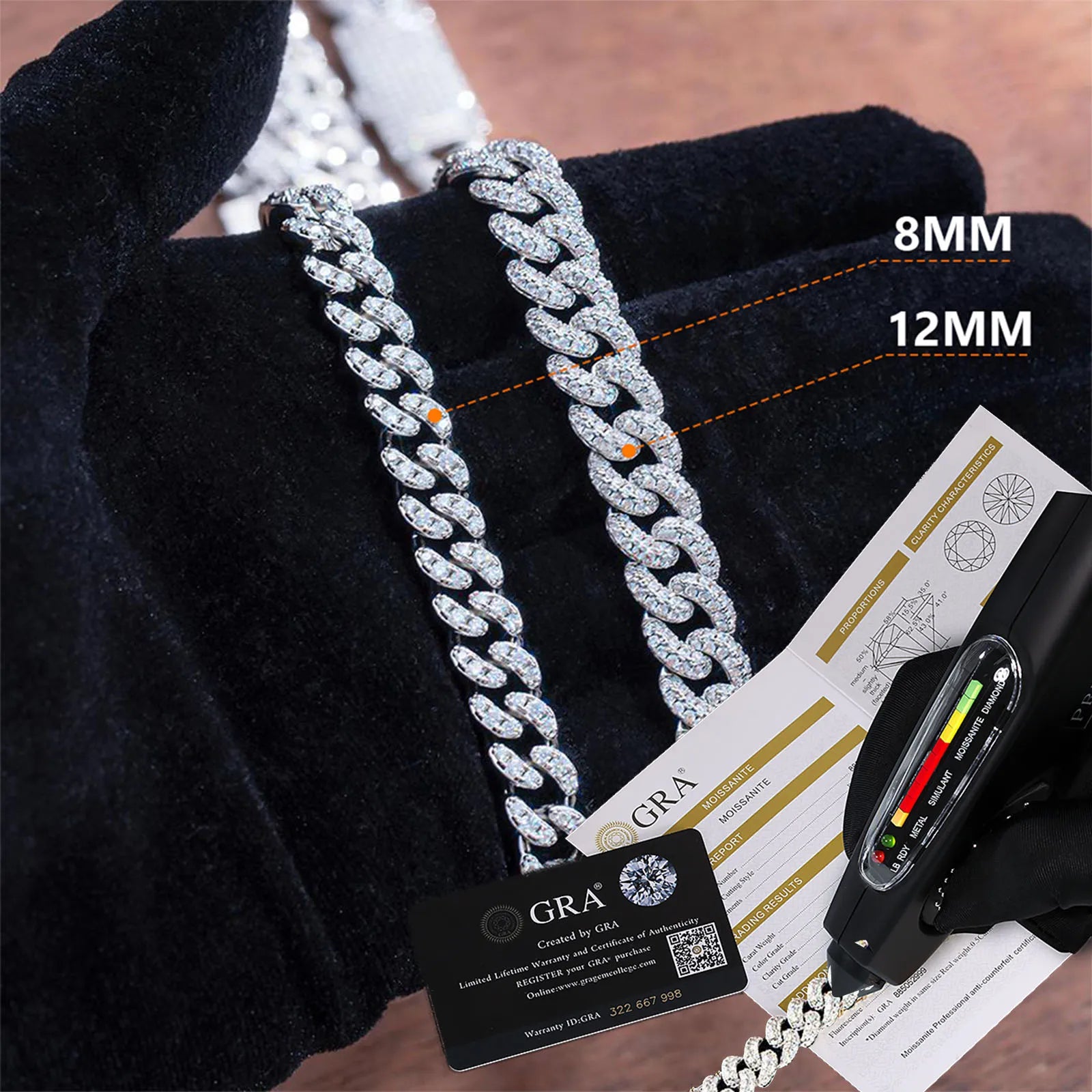 VVS Moissanite Cuban Link Chain – 6–15mm, 925 Silver