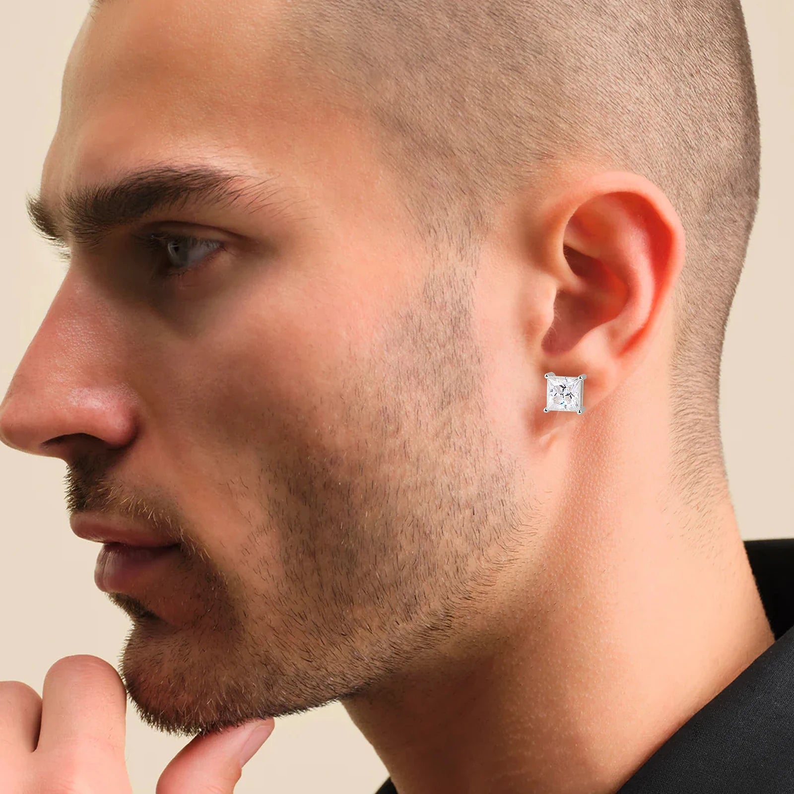 Princess Cut VVS1 Moissanite Stud Earrings – 14K White Gold, S925 Silver
