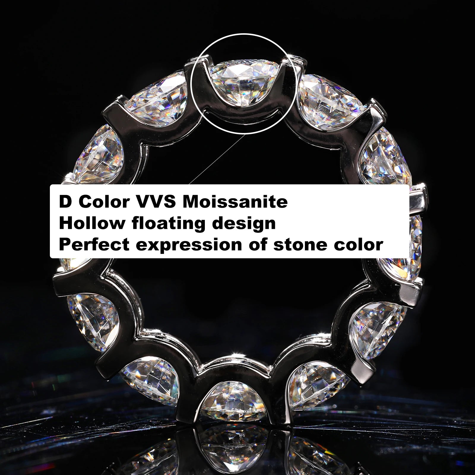 6.5mm VVS Moissanite Wedding Band – S925 Silver