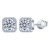 VVS1 Moissanite Square Stud Earrings – 0.5–1ct, 925 Silver