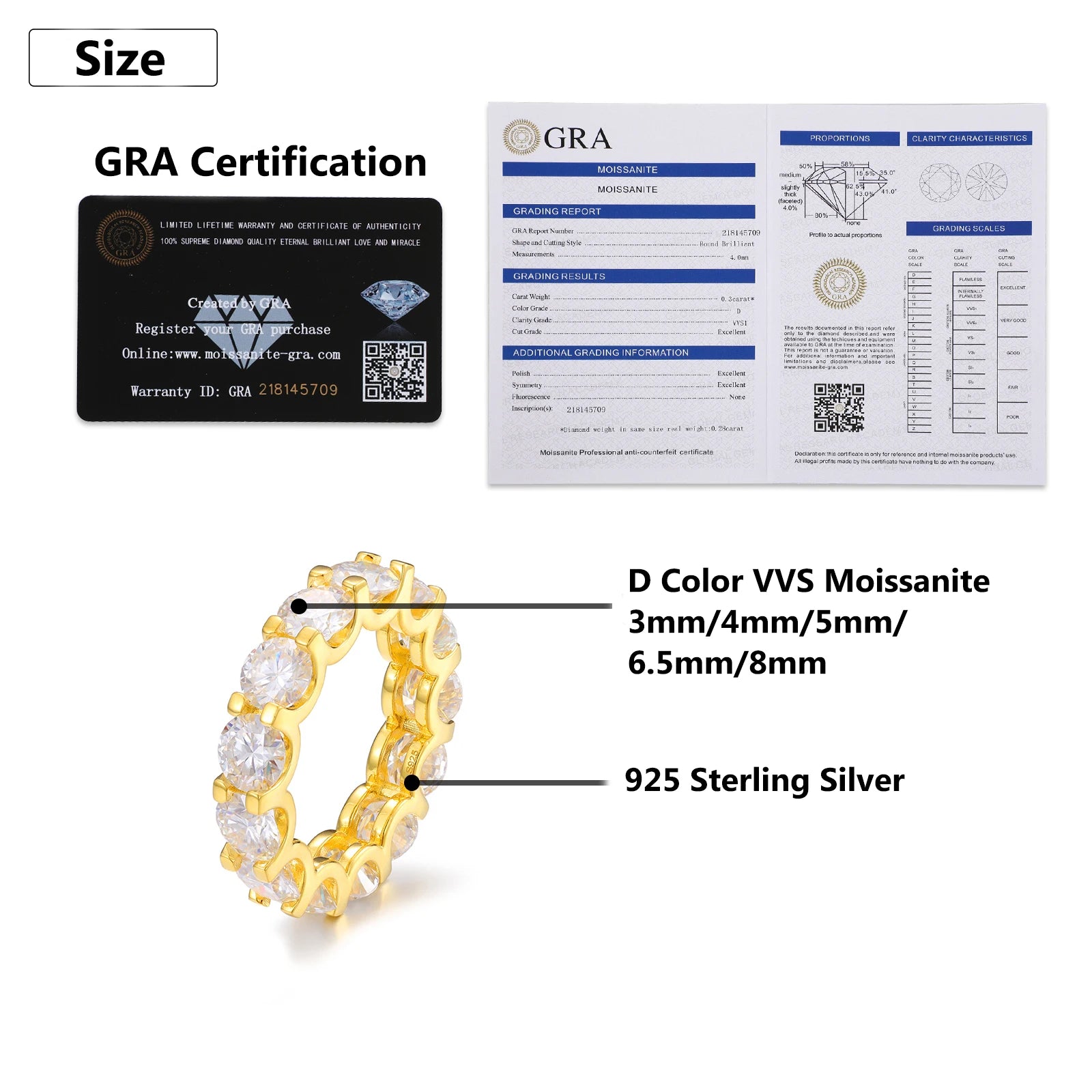 6.5mm VVS Moissanite Wedding Band – S925 Silver