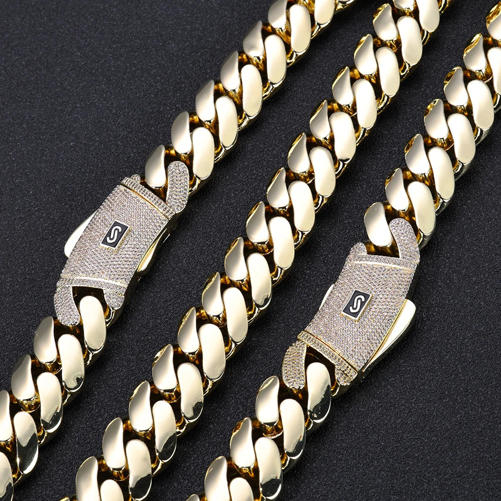 6–20mm Iced Diamond Miami Cuban Chain – Gold Plated