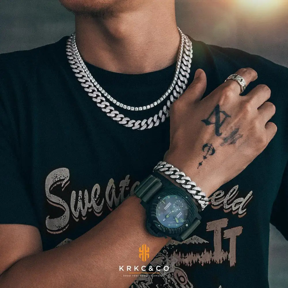 VVS Moissanite Cuban Link Chain – 6–15mm, 925 Silver