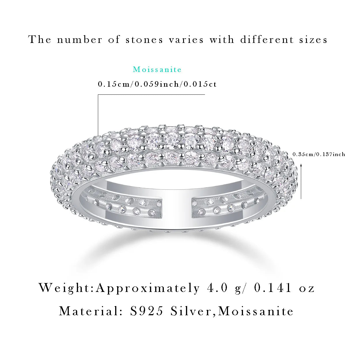 VVS Moissanite Eternity Band – S925 Silver