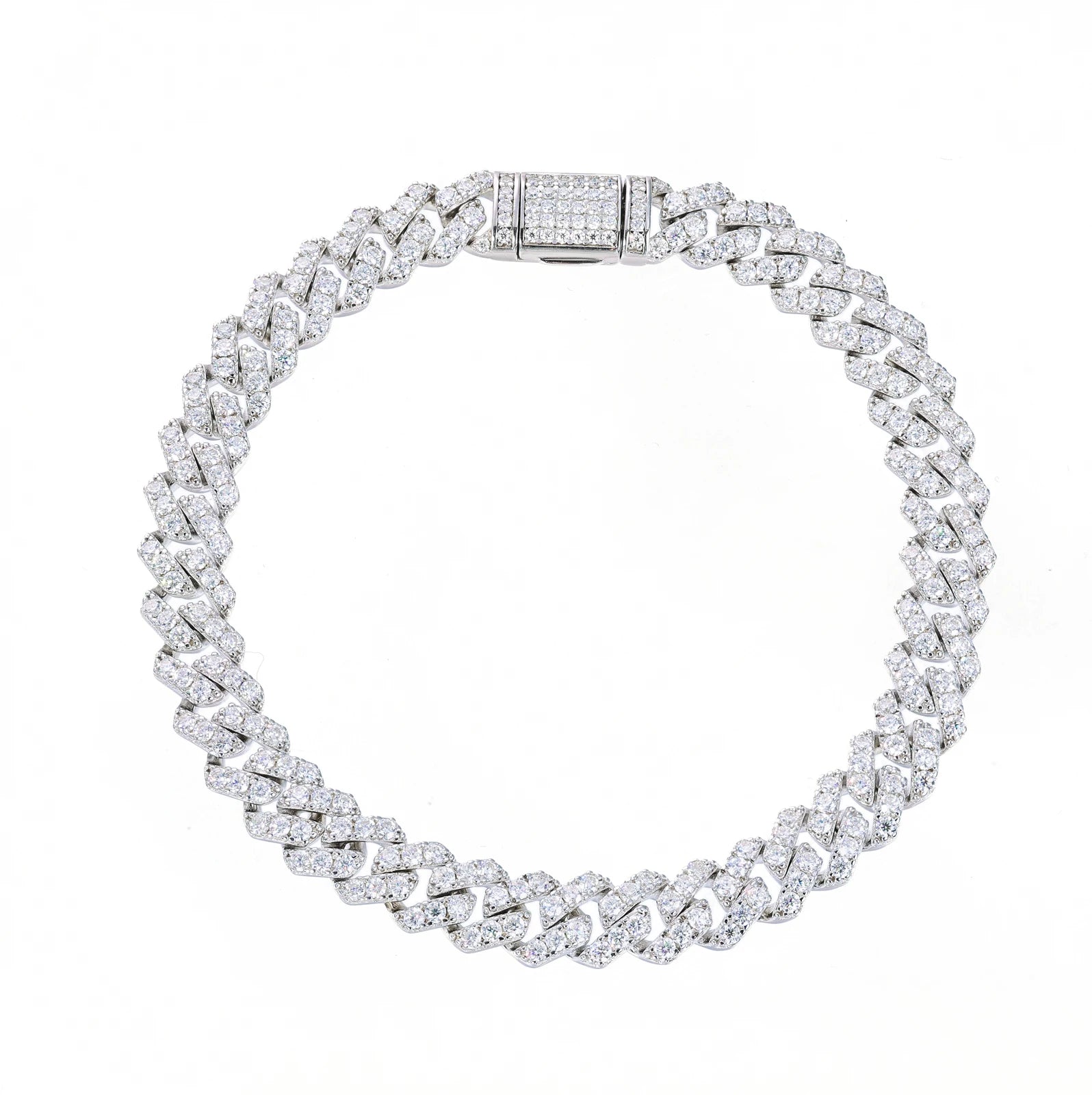 6mm VVS Moissanite Cuban Link Bracelet – 925 Silver