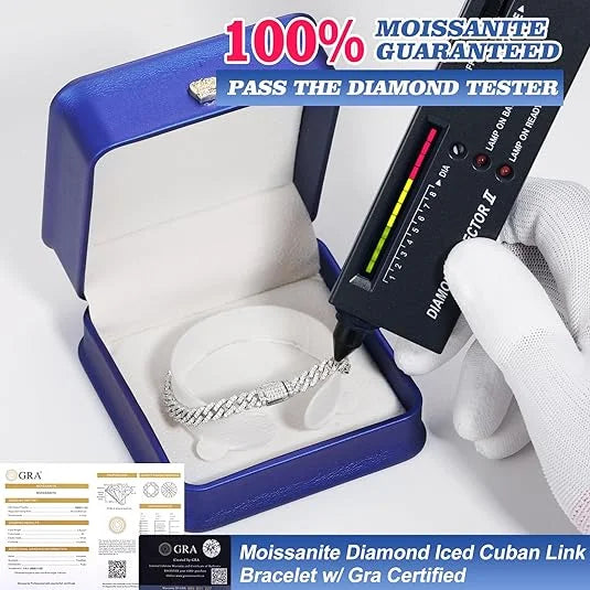 6mm VVS Moissanite Cuban Link Bracelet – 925 Silver